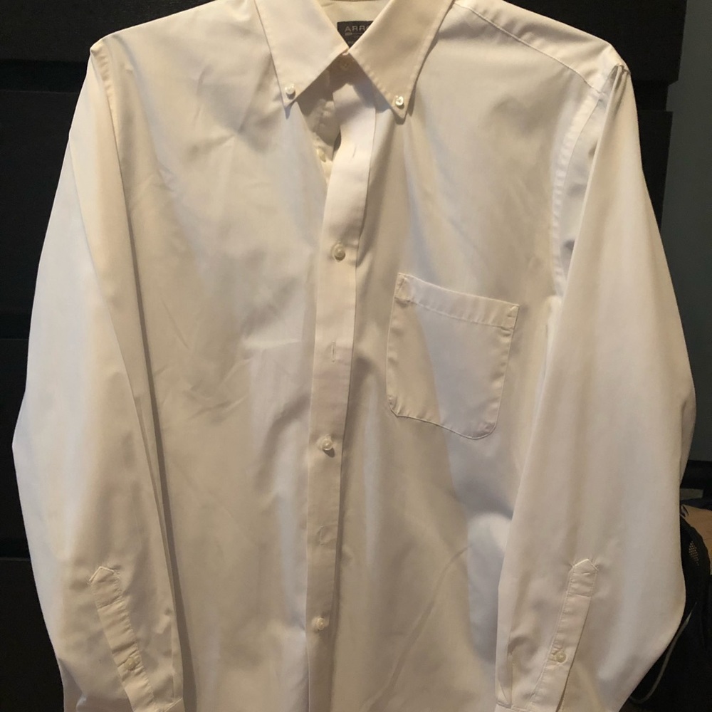 Clean White mens button down dress shirt